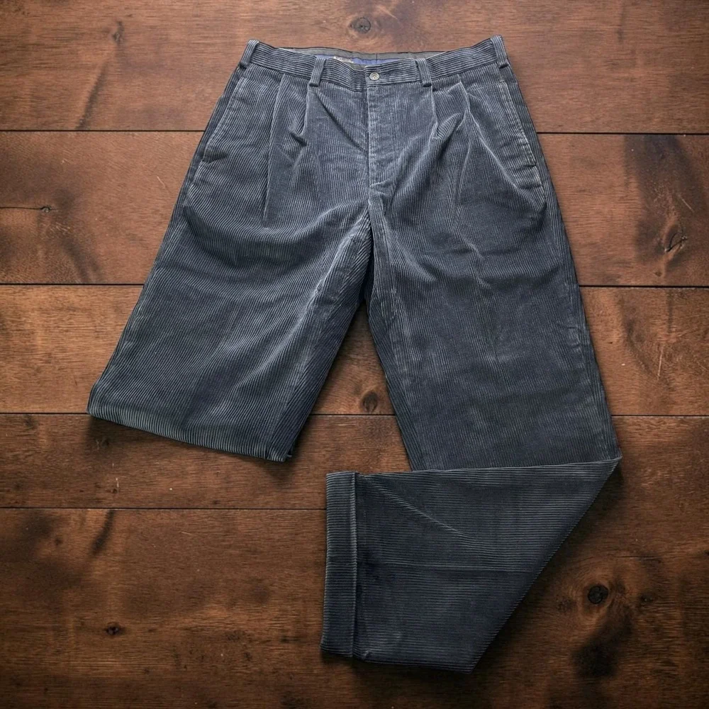 Brooks Brothers Elliot Pleated Corduroy Pants Mens 34x32 Cuffed French Fabric